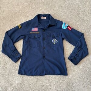 VTG 80s BSA Cub Boy Scout Uniform Long Sleeve Button Up Shirt Sz 12 (Fit 8/10)